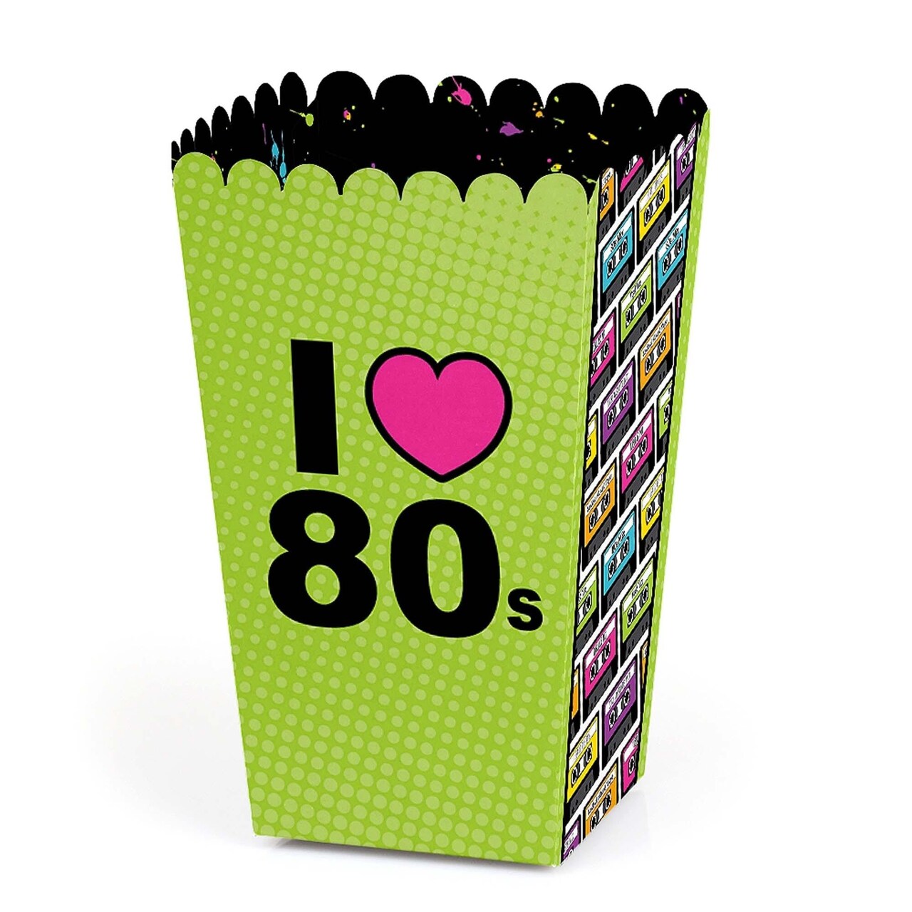 Big Dot of Happiness 80's Retro - Totally 1980s Party Favor Popcorn Treat Boxes - Set of 12